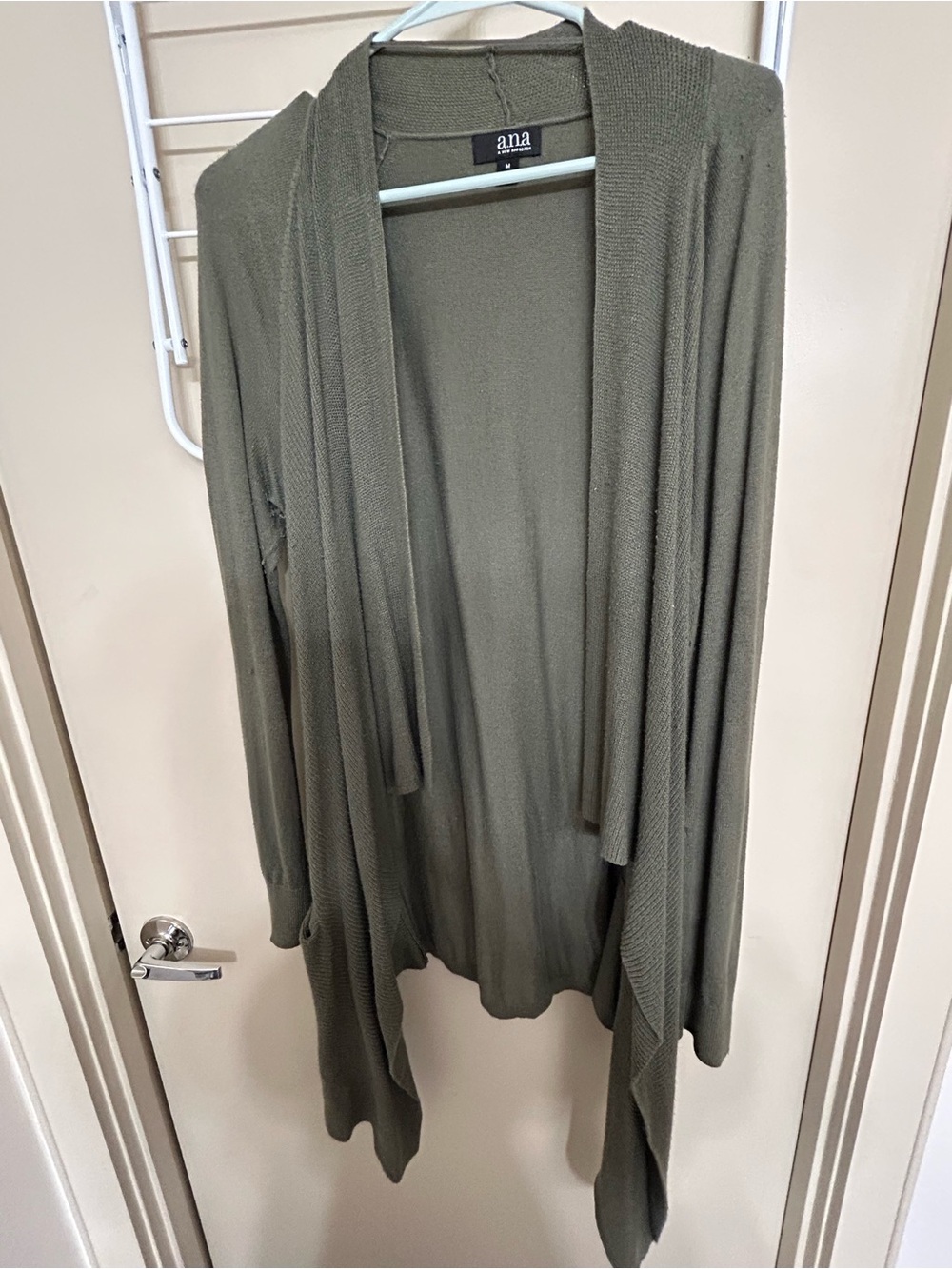 a.n.a Olive Green Open-Front Draped Cardigan